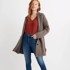 Madewell Bird's Eye Sweater Coat Coziest Yarn Heather Cedar‎ Tan XXS Oversized